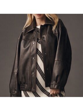 Anthropologie Pilcro Dark Brown Leather Jacket